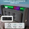 Merax Polsterbett mit Ladefunktion und LED-Beleuchtung, Baumwoll-Leinenstoff, Grau, 90x200 cm, Hydraulischer Stauraum Bild 5