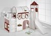 Lilokids 'Jelle' Spielbett 90x200 cm, Dinos Braun Beige, Kiefer massiv, mit Turm, Rutsche und Vorhang Bild 4