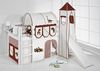 Lilokids 'Jelle' Spielbett 90x200 cm, Dinos Braun Beige, Kiefer massiv, mit Turm, Rutsche und Vorhang Bild 5