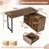 L-förmiger Schreibtisch mit Aktenschrank & Steckdose 138 cm umkehrbarer Eckcomputertisch Rustikal Braun Bild 2
