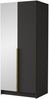 Drehtürenschrank Borton II, Kleiderschrank mit 2 Türen, Frontspiegel (Farbe: Schwarz / Schwarz + Gold) Bild 3
