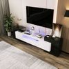 TV-Schrank 200x35x60 cm, Schwarz/Weiß, Hochglanz mit LED, 4 Türen, 2 Schubladen Bild 2