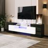 TV-Schrank 200x35x60 cm, Schwarz/Weiß, Hochglanz mit LED, 4 Türen, 2 Schubladen Bild 3
