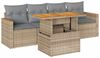 vidaXL 5-tlg. Garten-Sofagarnitur mit Kissen Beige Poly Rattan Akazie 3327433 Bild 2