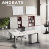 bümö Andratx Mehrzweckschrank 80cm breit, Büroschrank mit 2 Schubladen, Aktenschrank klein, Schrank mit Regal, Kommode in Graphit-Eiche aus Holz, Sideboard mit Metallgriffen, AXAS2OH2S-564 Bild 5