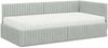 vidaXL Eckbettgestell mit Matratze mit Kopfteil 2 pcs Hellgrau Samt 3393818 Bild 3
