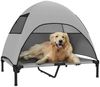 PawHut Tierbett mit Dach, waschbares Mesh Metallrahmen, Tragtasche, Polyester, Für große Hunde, für Draußen Camping 106 x 76 x 99 cm, Hellgrau Bild 2