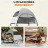 PawHut Tierbett mit Dach, waschbares Mesh Metallrahmen, Tragtasche, Polyester, Für große Hunde, für Draußen Camping 106 x 76 x 99 cm, Hellgrau Bild 4