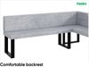 MEBLINI Eckbank für Esszimmer mit ausziehbarem Tisch - Küchenbank - Essecke - Sitzecke Küche - TONI - U-Beine 142x196x87cm Rechts - Hellgrau Samt/B Schwarz Hochgl. Bild 5