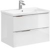 Badezimmermöbel Set mit 80cm Keramik-Waschtisch und LED-Spiegelschrank TOSKANA-56 Hochglanz weiß, BxHxT ca. 80/190/46cm Bild 5