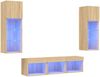 5-tlg. Wohnwand Schrankwand mit LED-Beleuchtung Sonoma-Eiche Holzwerkstoff Bild 2
