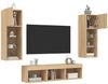 5-tlg. Wohnwand Schrankwand mit LED-Beleuchtung Sonoma-Eiche Holzwerkstoff Bild 4