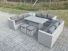 Fimous Rattan Gartenmöbel Set mit Sofa; Höhe verstellbar Esstisch und 2 Hocker;Beistelltisch;Outdoor Terrassen Essgruppe 7-teilige Sitzgruppe Helles Grau Bild 3