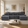 3-Sitzer Cordsofa, hohe Lehne, Seitentaschen, Metallfüße, Dunkelgrau Bild 2