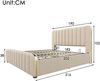 Polsterbett Doppeltes, gepolstertes Kopfteil mit goldenen Zierstreifen und ,USB Typ-C Ladefunktion 180*200 cm, Beige Leinen-Material Hydraulisches Lagerbett (Ohne Matratze) Bild 2