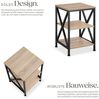 tectake 800940 Beistelltisch aus Holz und Metall, Nachttisch mit 3 Ebenen, X-förmige Streben, Industrie-Design, Vintage Couchtisch, schwarzes Metallgestell (Hellbraun | Nr. 404264) Bild 3