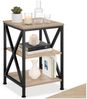 tectake 800940 Beistelltisch aus Holz und Metall, Nachttisch mit 3 Ebenen, X-förmige Streben, Industrie-Design, Vintage Couchtisch, schwarzes Metallgestell (Hellbraun | Nr. 404264) Bild 1