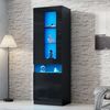 Standvitrine, Spanplatte mit LED-Beleuchtung, 50x40x180 cm, schwarz Bild 3