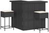 vidaXL 3-tlg. Gartenbar-Set mit Kissen Schwarz Poly Rattan 3261502 Bild 2