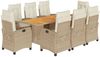 vidaXL 9-tlg. Garten-Essgruppe mit Kissen Beige Poly Rattan 3212715 Bild 2
