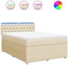 vidaXL Boxspringbett mit Matratze Creme 160x200 cm Stoff 3289819 Bild 2