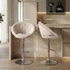CLP Barhocker London Samtbezug stufenlos höhenverstellbar drehbar mit Rückenlehne,creme chrom Bild 2