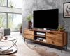 Lowboard Sheesham Massivholz 147 x 51 x 38 cm TV-Kommode mit zwei Türen, Design TV-Schrank Hoch, Fernsehtisch Fernsehschrank Modern, Fernsehkommode Wohnzimmer Bild 3