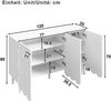 Sideboard weiß 120 x 35 x 80 cm aus MDF mit Wellentüren, grifflos & verstellbaren Böden Bild 3