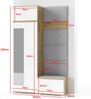 Garderoben-Set Aura Version 2: Kleiderschrank mit Polsterpaneelen, Schuhschrank Flur und Eingangsbereich (weiß/Artisan-Eiche /Trinity 28), 225 x 40 x 140 cm Bild 2