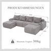 Modulsofa aus Cord 333x174x80 cm mit Cupholder & Seitentasche, hellgrau Bild 4