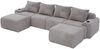 Modulsofa aus Cord 333x174x80 cm mit Cupholder & Seitentasche, hellgrau Bild 5