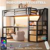 Flieks Hochbett Metallbett 90x200 cm mit Stauraumtreppe, Regale und Schreibtisch Bild 4