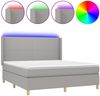 vidaXL Boxspringbett mit Matratze & LED Stoff Hellgrau 160x200 cm, Härtegrad: H2 [3138725] Bild 2