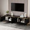 TV-Schrank 170x38x50 cm, Schwarz Hochglanz, 4 Türen, Kabeldurchführungen, Metallfüße Bild 2