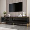 TV-Schrank 170x38x50 cm, Schwarz Hochglanz, 4 Türen, Kabeldurchführungen, Metallfüße Bild 4