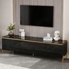 TV-Schrank 170x38x50 cm, Schwarz Hochglanz, 4 Türen, Kabeldurchführungen, Metallfüße Bild 3