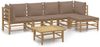 vidaXL 6-tlg. Garten-Lounge-Set mit Kissen Taupe Bambus 3155116 Bild 2