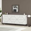 Dmora Kommode Africo, Wohnzimmerbuffet, Wohnzimmer-Sideboard, Moderne Küchen-Speisekammer, 184x35h77 cm, Weiß Bild 2