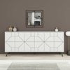 Dmora Kommode Africo, Wohnzimmerbuffet, Wohnzimmer-Sideboard, Moderne Küchen-Speisekammer, 184x35h77 cm, Weiß Bild 4