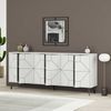 Dmora Kommode Africo, Wohnzimmerbuffet, Wohnzimmer-Sideboard, Moderne Küchen-Speisekammer, 184x35h77 cm, Weiß Bild 5