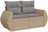 vidaXL 7-tlg. Garten-Sofagarnitur mit Kissen Beige Poly Rattan 3225016 Bild 3
