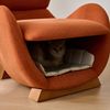 Flieks Designer-Loungesessel mit integrierter Haustierhöhle, 2-in-1 Einzelsofa, kratzfester Stoff, Haustierfreundliche, 66 x 69 x 76 cm, Orange Bild 2