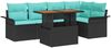 vidaXL Gartensofa-set mit Kissen 6 pcs Schwarz und Blau Poly-Rattan 3349339 Bild 2