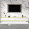 Merax 200*40*40cm Fernsehschrank, Lowboard mit 3 Schubladen, Hochglanz-TV-Ständer, Wohnzimmerschrank mit großem Stauraum, weißer TV-Tisch mit goldener Kante, Standfernsehschrank Bild 1