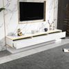Merax 200*40*40cm Fernsehschrank, Lowboard mit 3 Schubladen, Hochglanz-TV-Ständer, Wohnzimmerschrank mit großem Stauraum, weißer TV-Tisch mit goldener Kante, Standfernsehschrank Bild 3