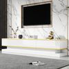 Merax 200*40*40cm Fernsehschrank, Lowboard mit 3 Schubladen, Hochglanz-TV-Ständer, Wohnzimmerschrank mit großem Stauraum, weißer TV-Tisch mit goldener Kante, Standfernsehschrank Bild 5