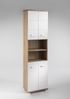 HOMEXPERTS Badezimmer-Hochschrank NUSA / Badschrank Sonoma Eiche, Türen Hochglanz weiß lackiert / Badezimmerschrank 4 Türen mit offenen Elementen & viel Stauraum / 50 x 31,5 x 192 cm (BxTxH) Bild 4