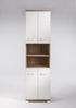 HOMEXPERTS Badezimmer-Hochschrank NUSA / Badschrank Sonoma Eiche, Türen Hochglanz weiß lackiert / Badezimmerschrank 4 Türen mit offenen Elementen & viel Stauraum / 50 x 31,5 x 192 cm (BxTxH) Bild 5