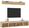 5-tlg. Wohnwand Schrankwand mit LED-Beleuchtung Sonoma-Eiche Holzwerkstoff Bild 5