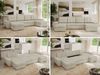 U-förmiges Ecksofa mit Schlaffunktion, genähter Sitz, zwei Armlehnen und losen Kissen - UMBRIA U - Beige Velours Bild 2
